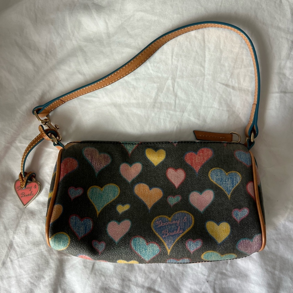 Dooney & Bourke Scribble Hearts Black Mini Should Bag